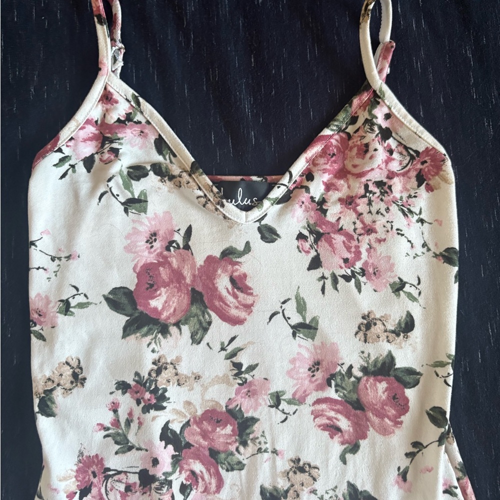Lulu's Pink and Cream Floral Bodysuit - Picture 2 of 10